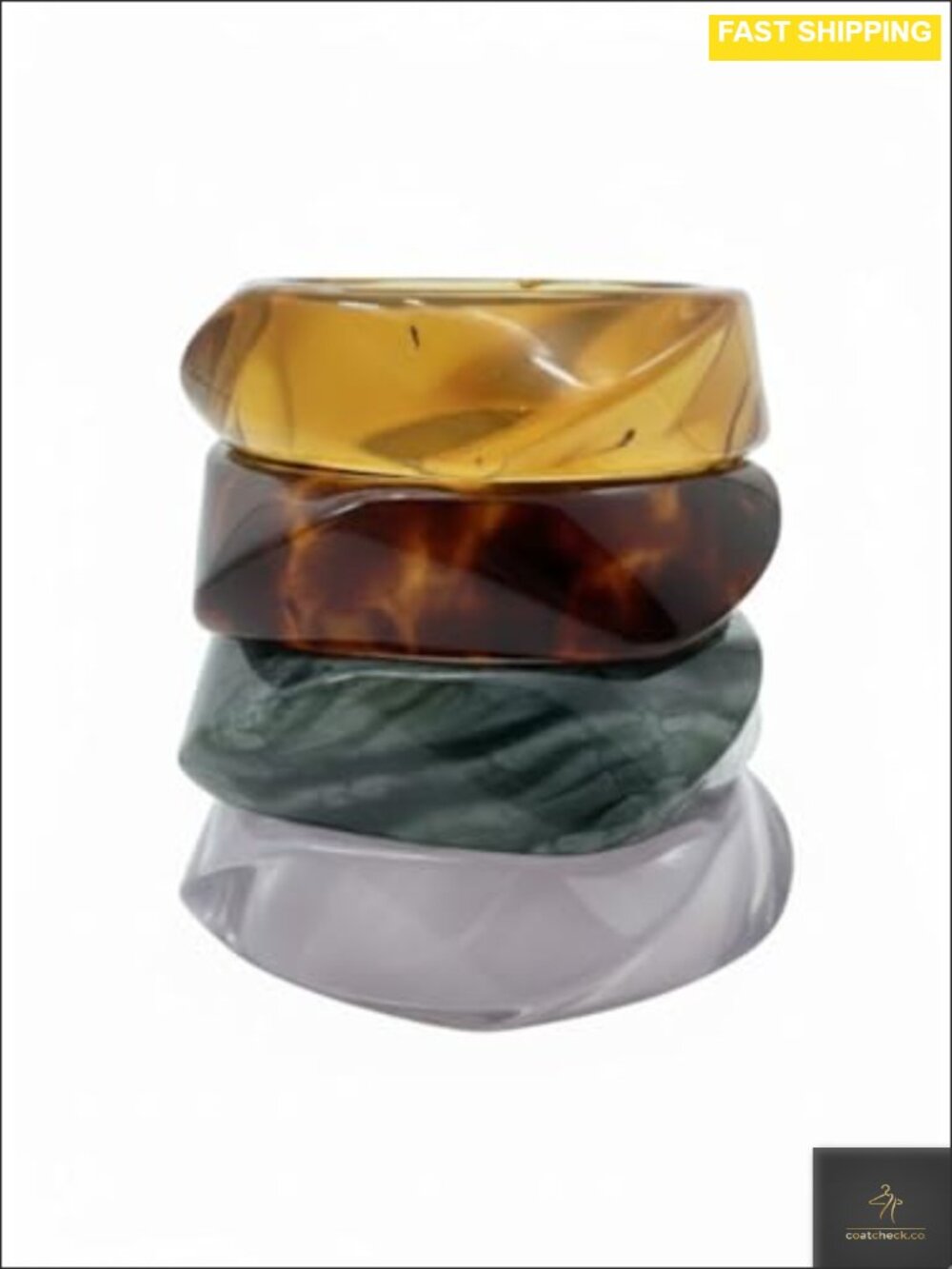 Chunky Acrylic Resin Bangle Bracelet Set Wide Irregular Statement Jewelry Gift
